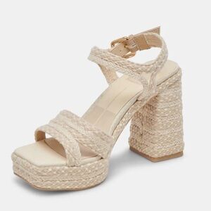 Dolce Vita 8.5 Arnela Chunky Silhouette Platform Woven Heels Boho Beach Vacation